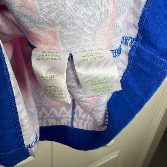 Lilly Pulitzer Laurana Ikat Blue Mocean Engineered Off Shoulder Jersey Dress - Picture 3 of 6